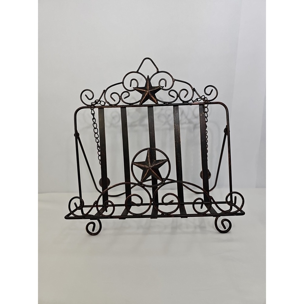 Western Decorative Wall / Table Shelf ,‎ Brown, Rustic Star Book Holder / Stand